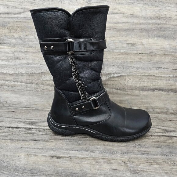 Wanderlust Gabi 2 Waterproof Moto Buckle Sherpa Black Mid Boot - Picture 14 of 14